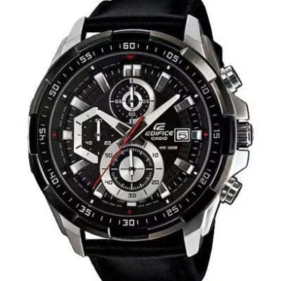 Edifice Black with Leather strap