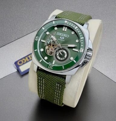 Seiko 5 sports Open Heart dial Green